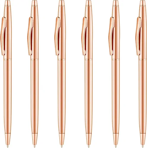 Vista 6 de Unibene Bolígrafos retráctiles metálicos delgados – Oro rosa, bonito regalo para uniforme de oficina, estudiantes, profesores, bodas, Navidad, punta