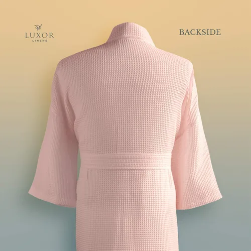 Vista 2 de Luxor Linens - Albornoz de gofre - 100% algodón egipcio - Bata de spa, lujosa, suave, afelpada, talla unisexúnica