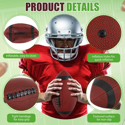 Vista 4 de Jerify Balones de fútbol de cuero compuesto, tamaño oficial, pelota inflable a granel con bomba para interiores y exteriores, regulación de escuela