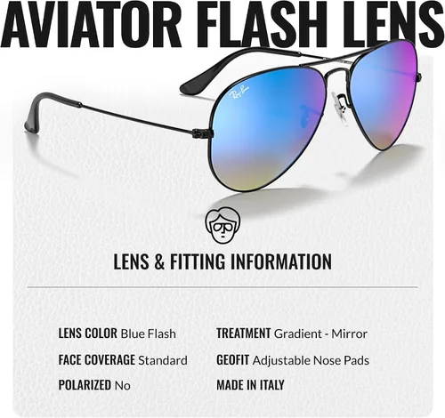 Vista 5 de Ray-Ban RB3025 AVIATOR FLASH LENSES GRADIENT Pilot Shaped Gafas de sol para hombres y mujeres con kit oficial de gafas Rayban