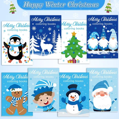 Vista 3 de Faccito 24 Piezas Paquetes de Libros para Colorear de Navidad a Granel Libro para Colorear de Invierno Mini Muñeco de Nieve Pan de Jengibre Santa