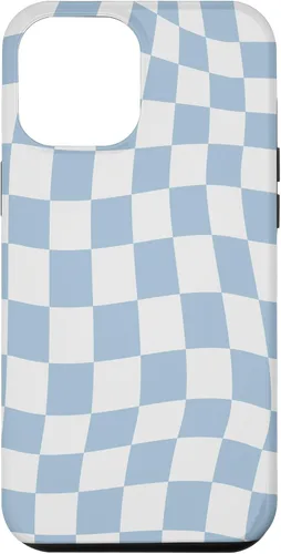 Vista 25 de Funda estética pastel azul claro remolino a cuadros para iPhone 16