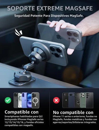 Vista 2 de Bracketron MagAlign Pro MagSafe - Soporte para teléfono de coche, ventilación y salpicadero, 360°