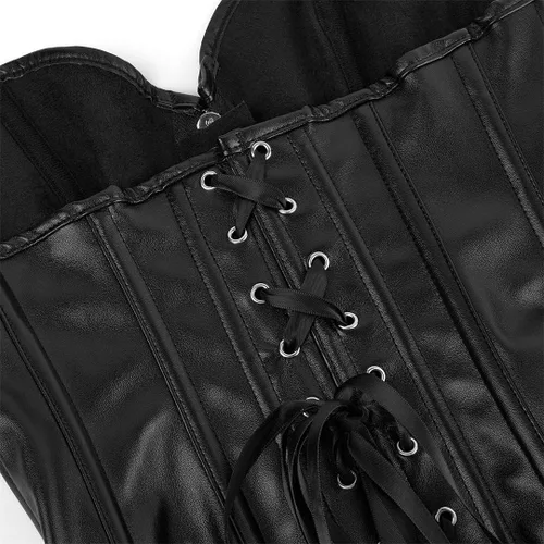 Vista 7 de Kranchungel - Corsé de cuero estilo steampunk para mujer Corsés góticos de cuero sintético para Halloween, disfraz, sesión de fotos para amantes