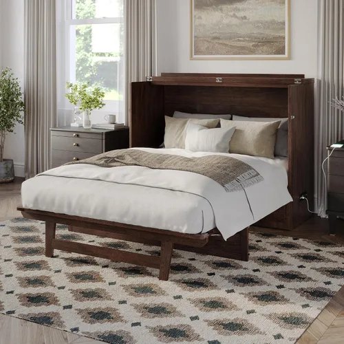 Vista 21 de AFI, Northfield Murphy Bed - Baúl de cama Twin XL con colchón de 6", cajón de almacenamiento y cargador USB integrado, ámbar quemado Amarillo ámbar