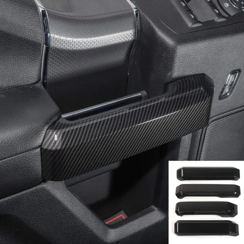 Vista 6 de Linskip Cubiertas de manija interior compatibles con Ford F150 2015 2016 2017 2018 2019 2020, cubierta de manija de puerta para accesorios Rojo