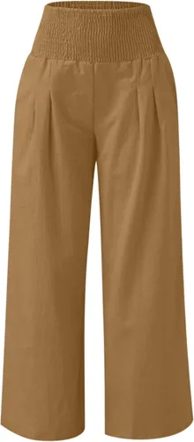 Vista 3 de Cotton Linen Pants Women's Casual Wide Leg Palazzo Pants, Casual High Waisted Palazzo Pants with Pockets