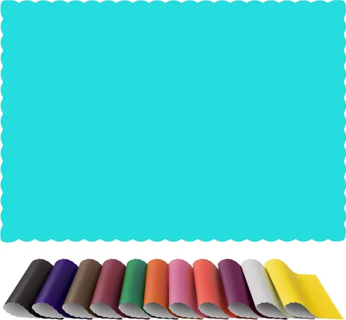 Vista 13 de Manteles de papel desechables con bordes ondulados (100, Negro) Disposable paper placemats, scalloped-edge design, black, 100 count, quick table