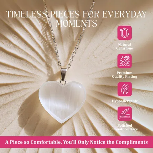 Vista 120 de Gempires Love - Collar con colgante de cristal de corazón para mujer, chapado en plata, cadena ajustable de 18 + 2 pulgadas