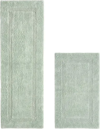 Vista 101 de Better Trends - Juego de 2 alfombras de baño 100% algodón, extra suaves, con borlas, de 17" x 24", alfombra de baño superabsorbente y reversible