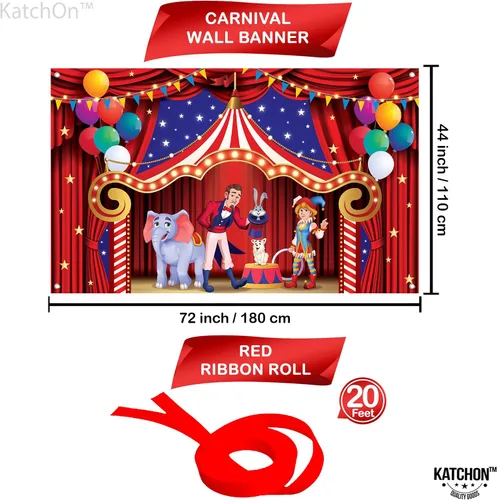 Vista 7 de KatchOn, Globo rojo para primer cumpleaños, grande, 40 pulgadas, telón de fondo de carnaval para decoraciones de carnaval, grande de 72 x 44