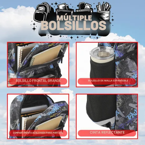 Vista 3 de Bioworld Conjunto de Mochila Premium y Kit de Almuerzo de Batman de 2 Piezas de 16" para Niños