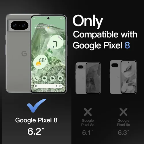 Vista 2 de JETech Funda magnética para Google Pixel 8 de 6.2 pulgadas 2023, compatible con MagSafe, translúcida mate trasera a prueba de golpes (Hazel)