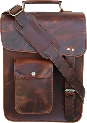 Vista 11 de jaald leather messenger bag laptop case office briefcase gift for men computer distressed shoulder bag