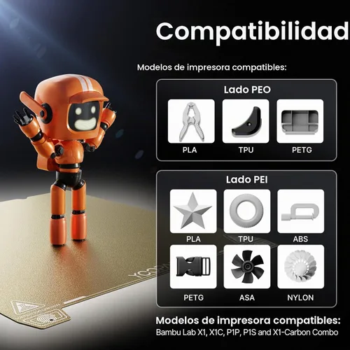 Vista 5 de YOOPAI - Hoja de doble cara PEI + PEO y placa de construcción magnética flexible, plataforma de cama para impresora 3D de 235 x 235 mm para Creality