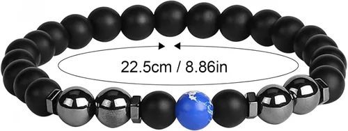 Vista 6 de Tobillera de obsidiana negra para mujeres y hombres, pulsera adelgazante de chakras, pulsera antihinchazón, ajustable, piedra curativa, regalo
