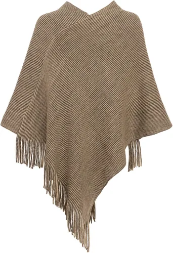 Vista 3 de Poncho para mujer cuello en V suéter de punto chales capas con flecos regalos para mujeres y madres
