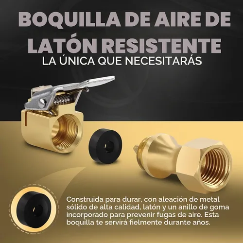 Vista 7 de Portabrocas de Aire, Portabrocas de Aire para Neumáticos de Flujo Cerrado de Servicio Pesado con Bloqueo, Con Conexión Rápida, Latón Macizo, Rosca