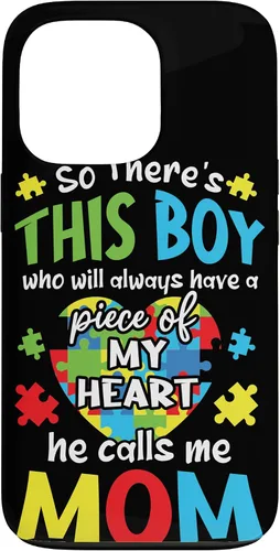 Vista 10 de iPhone 16 Boy Calls Me Mom Heart - Funda de concientización sobre el autismo