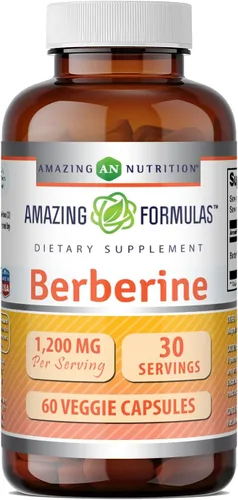 Vista 7 de Amazing Formulas - Suplemento de berberina, 1200 mg por porción, cápsulas vegetarianas, sin OMG, sin gluten, fabricado en Estados Unidos