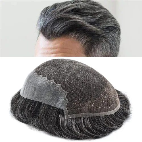 Vista 40 de Mens Toupee Human Hair Replacement System Swiss Lace Toupee For Men Hair Piece Protesis Capilar Mens Hairpiece 5X7#1 Jet Black 120% Density