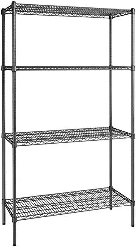 Vista 204 de Kit de 4 estantes de epoxi verde NSF de 21 x 72 pulgadas con postes de 86 pulgadas, estantería de almacenamiento resistente, kit de estantería