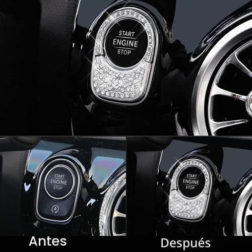 Vista 2 de Pursuestar Bling Bling - Cubierta para interruptor de control de encendido con botón de cristal, accesorios para el interior del automóvil