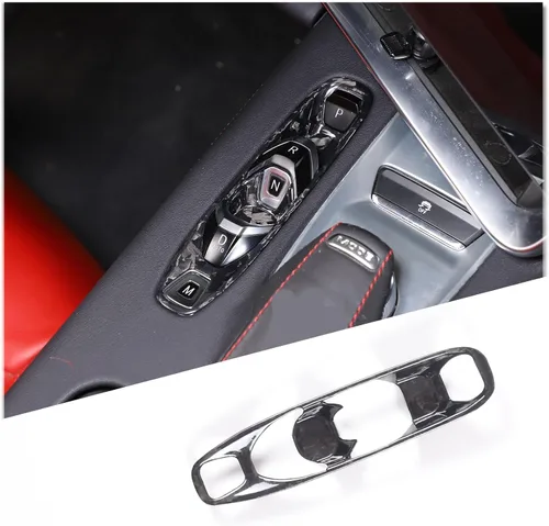 Vista 9 de Cubierta de panel de palanca de cambios de fibra de carbono real compatible con Chevrolet Corvette C8 2020-2025, panel de palanca de cambios
