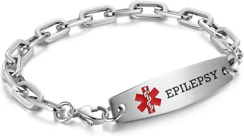 Vista 48 de Brazaletes de alerta médica ajustables de 7.5" a 9" para mujer/hombre, de acero inoxidable, intercambiables Cadena de bloque