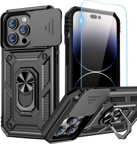 Vista 20 de Goton Funda para iPhone 14 Plus con Protector de Pantalla - Funda con Cubierta Deslizante para Cámara con Soporte de Anillo, Resistente de Grado