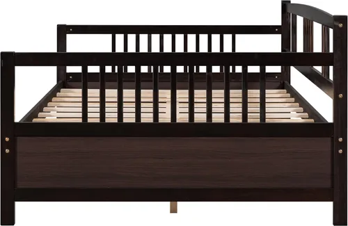 Vista 5 de Harper & Bright Designs Sofá cama de madera tamaño matrimonial, sofá cama tamaño matrimonial con soporte de listones de madera, sofá cama