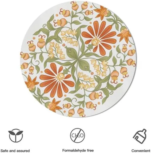Vista 3 de Mantel de tela a prueba de derrames para interiores y exteriores, mantel para mesas redondas, pícnic y patio (flores de fantasía, 60 pulgadas)
