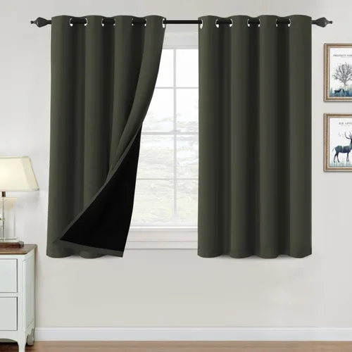 Vista 33 de H.VERSAILTEX Cortinas 100% de opacidad para dormitorio, con aislamiento térmico, cortinas opacas de 63 pulgadas de largo, cortinas de bloqueo
