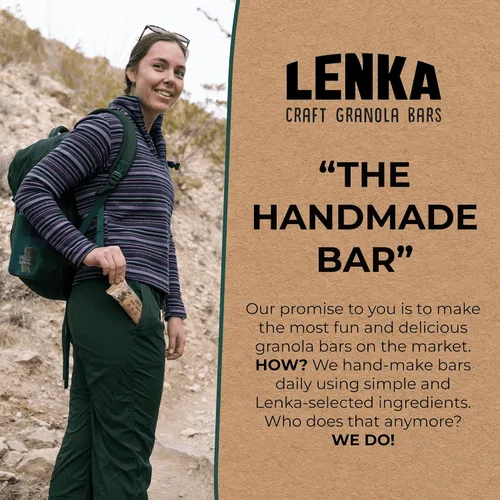 Vista 5 de Lenka Discovery - Paquete de 12 bocadillos de granola con alto contenido de fibra, caramelo salado, bayas omega, vainilla expreso, mantequilla