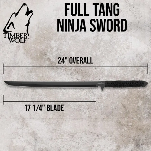 Vista 2 de Timber Wolf espada ninja de hoja completa Sure Grip Nylon Cord Wrapped Handle Durable ABS Scabbard with Belt Loop and Shoulder Strap Included