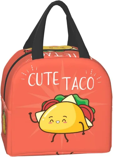 Vista 3 de Lonchera Kawaii de comida rápida con diseño de taco, reutilizable, para viajes, picnic, compras, trabajo, contenedor de alimentos para mujeres