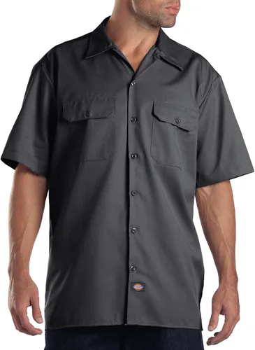 Vista 7 de Dickies Camisa de trabajo flexible de manga corta para hombre Slim Fit - P Negro