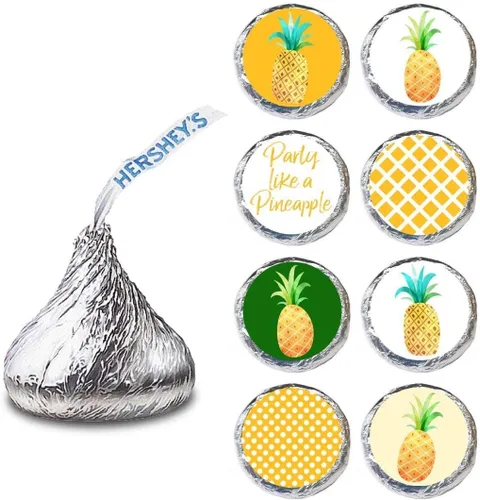 Vista 5 de Party Like a Pineapple Tropical Label for Hershey'S Kisses Chocolates - Pegatinas de caramelo - Juego de 240