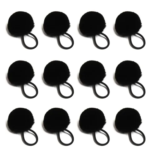 Vista 17 de SUSULU Bandas elásticas de pelo sintético de conejo con pompón para mujer, banda de goma con soporte de cola de caballo de 2.0 in, accesorios 6