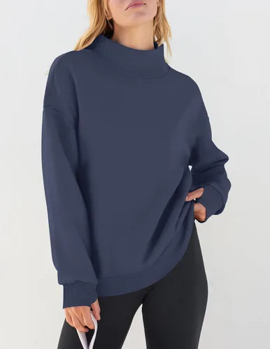 Vista 2 de ZESICA Women's 2024 Oversized Sweatshirts Turtleneck Long Sleeve Chunky Loose Fleece Y2K Pullover Hoodies Tops