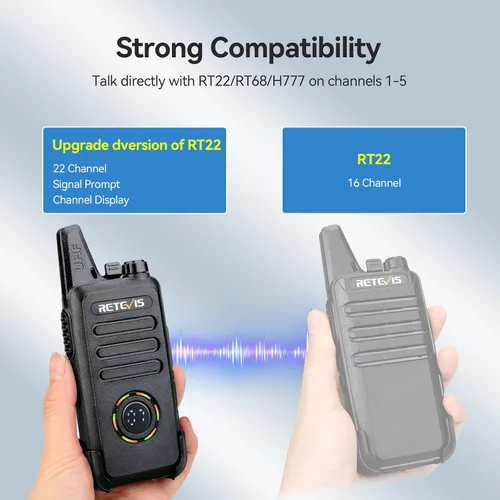 Vista 3 de Retevis RT22S Walkie Talkies para adultos, radio de 2 vías con auricular, pantalla de canal, recargable, radio bidireccional FRS portátil, mini