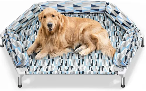 Vista 5 de Cama ortopédica para perros – Camas con refuerzo, camas elevadas refrigerantes para perros con marco de metal, cama elevada para perros, fácil