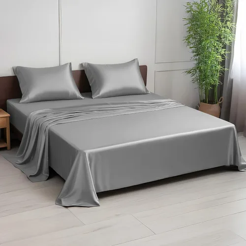 Vista 8 de Linenwalas Juego de sábanas de alta calidad 100% viscosa derivada de bambú, ultra suave, transpirable y refrescante, ideal para personas que duermen