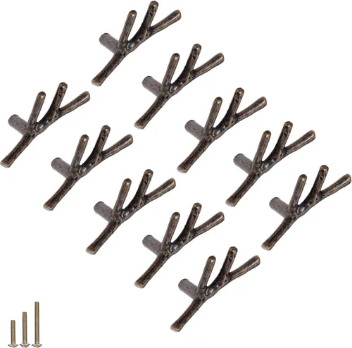 Vista 27 de 4 Piezas Tiradores de Rama Vintage Pomos de Gabinete Rama de Árbol Manija de Tirador, 3.8" CC Manija de Cajón de Aleación de Zinc para Casa de Campo