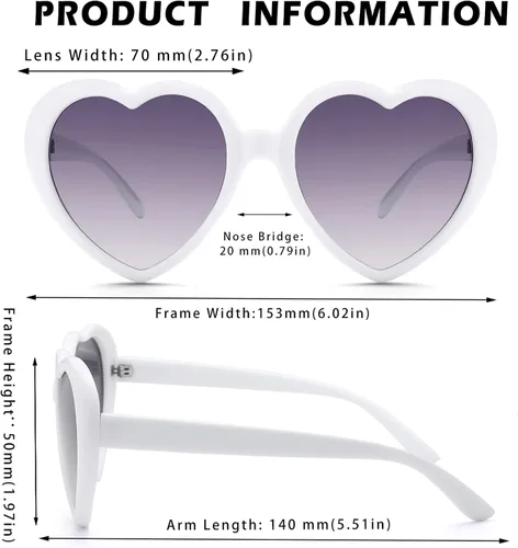 Vista 4 de Pro Acme Lentes de sol de corazón para mujer, polarizados, encantadores, estilo retro, de moda roja