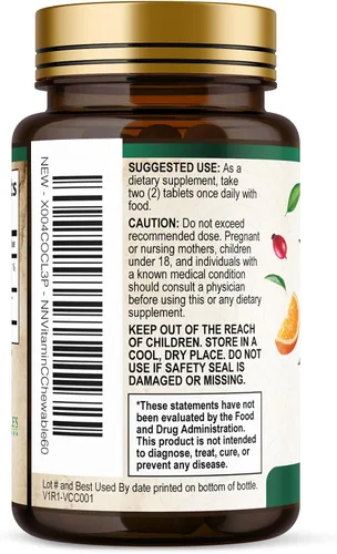 Vista 8 de Vitamin C 1000mg Per Serving Chewable - Sugar Free - Extra Strength Antioxidants - Natural Immune Support Supplement with Vitamin C & Rose Hips