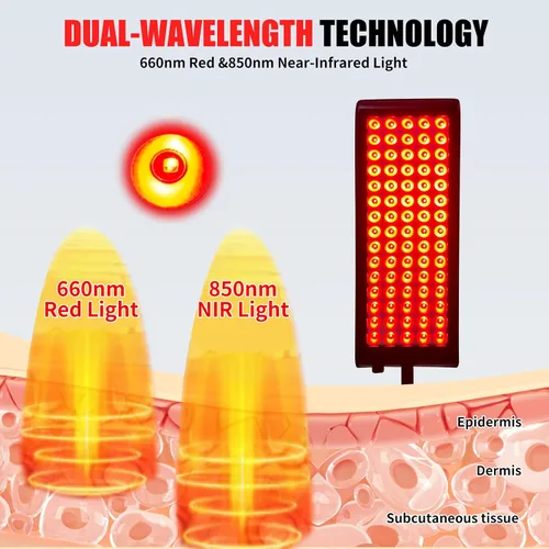 Vista 3 de Terapia de luz roja para cuerpo y cara, lámpara de terapia de luz infrarroja roja cabpay con soporte LED de 660 nm terapia de luz roja y dispositivo