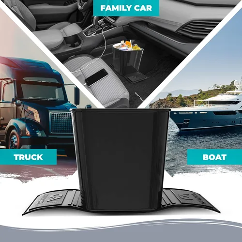 Vista 2 de Papelera de basura para coche (de plástico, extra grande, 1 galón, 4 litros), XL, Negro