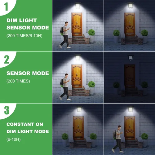 Vista 2 de Tryme 45LEDs Luces solares para exteriores con sensor de movimiento, luces de clip con sensor de movimiento, 3 modos, 3 formas de montaje, luz