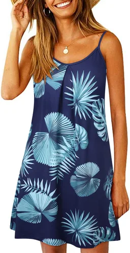 Vista 7 de ULTRANICE - Minivestido para mujer de estilo casual, con estampado floral, cuello en V, tirantes delgados y espalda descubierta para el verano